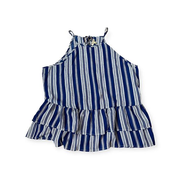 Lily White Francesca's NWT Stripe Ruffle Tank - Picture 1 of 10